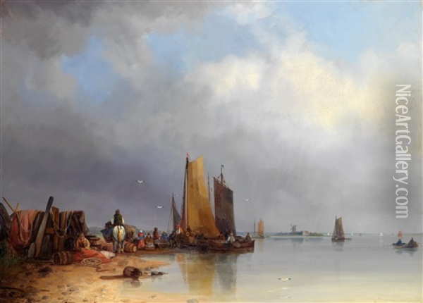 Bei Swinemunde Oil Painting - Ludwig Hermann