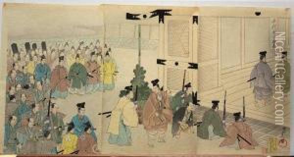 Nihon Rekishi Kyokun Ga (lessons From Japan's History) Oil Painting - Chikanobu Toyohara