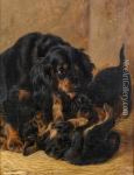 A Family Of Gordon Setters Oil Painting - Richard Ansdell