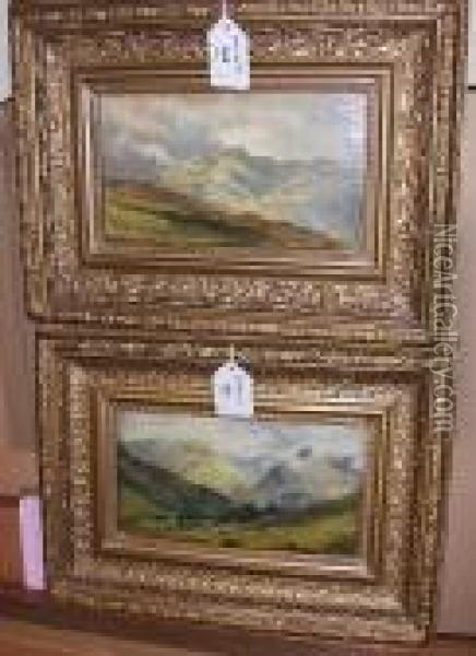 Ben Nevis, And Ben Vane, With Initials, Dated '97 And '99 And Inscribed Oil Painting - Louis Bosworth Hurt