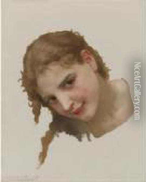Jeune Fille De La Rochelle (study For Le Gue) Oil Painting - William-Adolphe Bouguereau