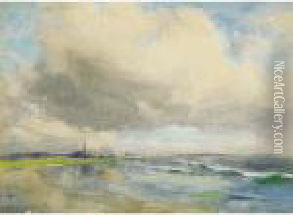 Church On The Shore Oil Painting - William St. Thomas Smith