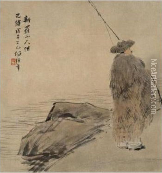 Fisherman Oil Painting - Ren Yi