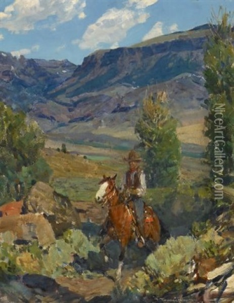 North Fork, Shoshone River, Wyoming Oil Painting - Frank Tenney Johnson