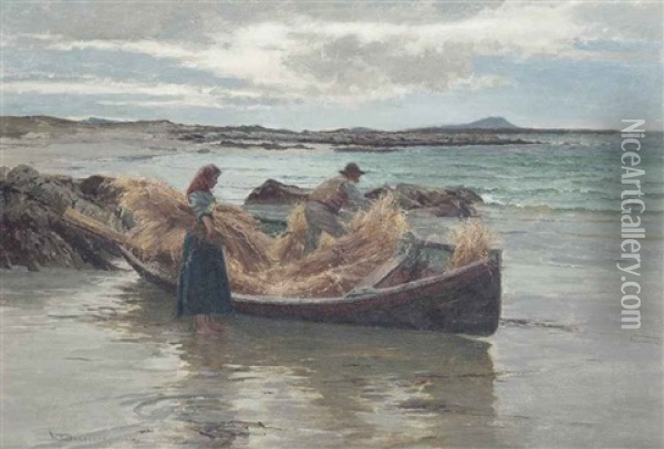 Loading The Stooks Oil Painting - William Henry Bartlett