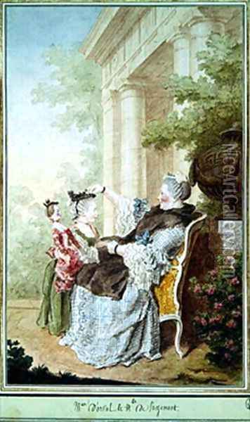 Madame dOrval et Mademoiselle de Wargemont Oil Painting - Louis Carrogis Carmontelle