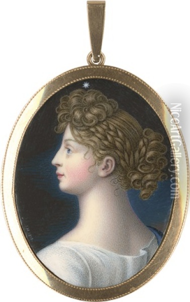 Bildnis Der Konigin Luise Von Preusen (1776-1810) Im Profil Oil Painting - Johann Heusinger