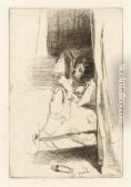 Reading In Bed Oil Painting - James Abbott McNeill Whistler