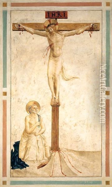 Crucifixion with St Dominic Flagellating Himself (Cell 20) Oil Painting - Angelico Fra