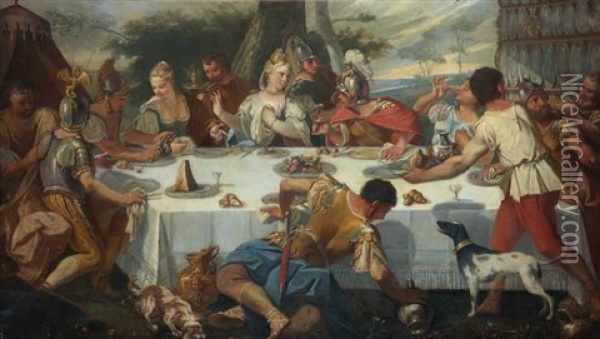 Le Banquet De Cleopatre Oil Painting - Gaetano Zompini