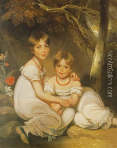 Portrait Of Margaret Wood And Her Sister Oil Painting - George Chinnery