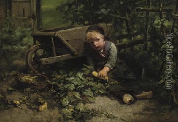 Playing In The Garden Oil Painting - Jan Mari Henri Ten Kate