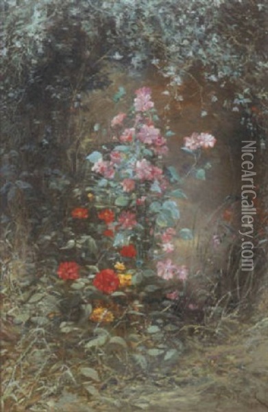 Skovbund Med Blomster Oil Painting - Jacques Theodore LeGrand
