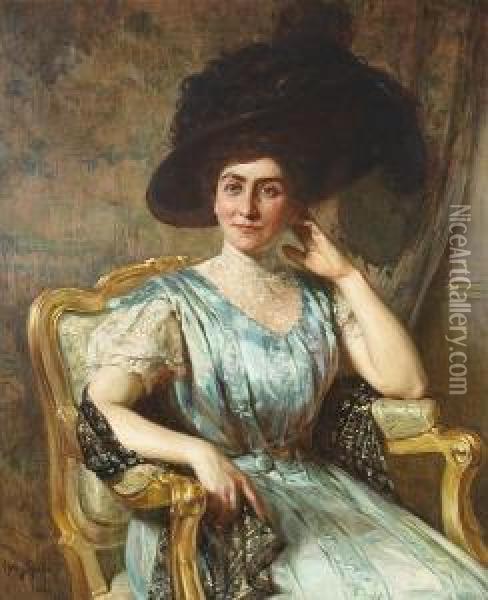 A Portrait Of Bertha Marx Adler Oil Painting - Henry Mosler