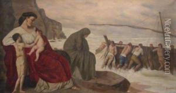 Maternite Pres D'une Embarcation Oil Painting - Anselm Feuerbach