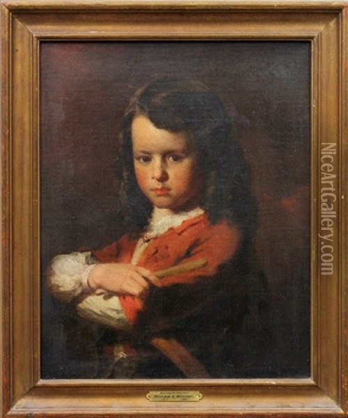 Portrait Of A Young Boy With A Hoop Oil Painting - William E. Winner