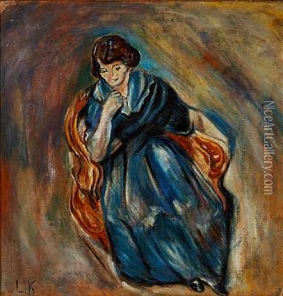 Siddende Kvinde Oil Painting - Ludvig Peter Karsten