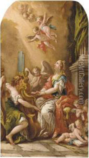 Saint Cecilia Oil Painting - Franz Anton Maulbertsch