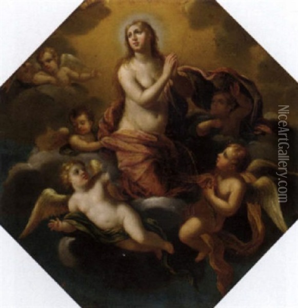 The Assumption Of The Magdalen Oil Painting - Marc Antonio Franceschini