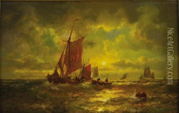 Sunset Marine Oil Painting - Mauritz Frederick Hendrick de Haas