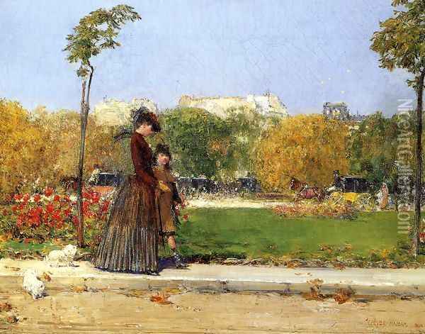 In the Park, Paris Oil Painting - Frederick Childe Hassam