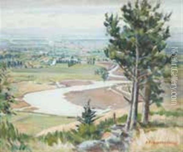 View Over Canterbury Plains Oil Painting - Annie Elizabeth Kelly