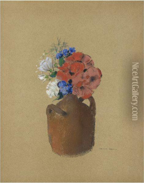 Le Petit Bouquet Tricolore Oil Painting - Odilon Redon