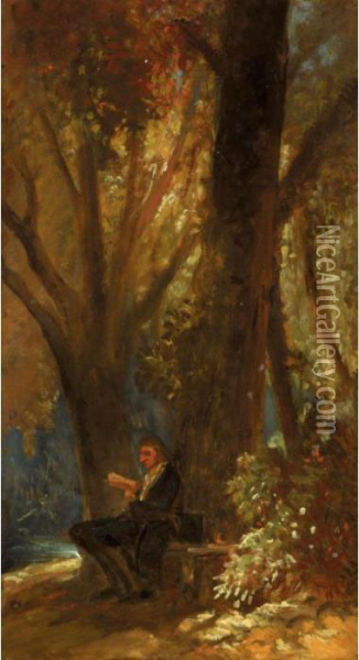 Der Philosoph Im Walde (the Philosopher In The Wood) Oil Painting - Carl Spitzweg