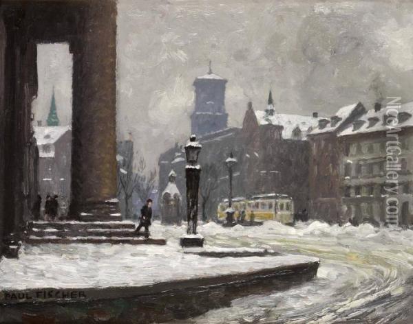 Gammeltorv, Kopenhamn Oil Painting - Paul-Gustave Fischer