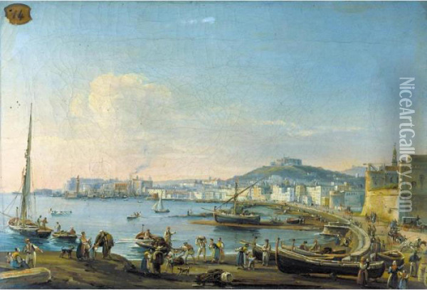 View Of The Bay Of Naples Oil Painting - Salvatore Candido