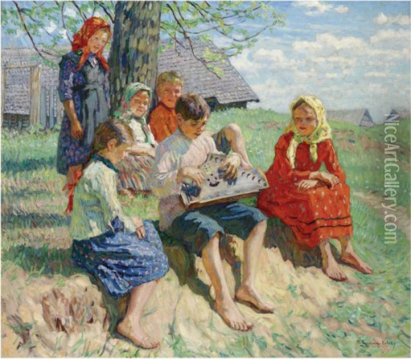 A Spring Recital Oil Painting - Nikolai Petrovich Bogdanov-Belsky