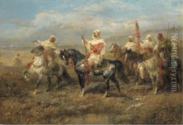 Arab Warriors On Horseback Oil Painting - Adolf Schreyer