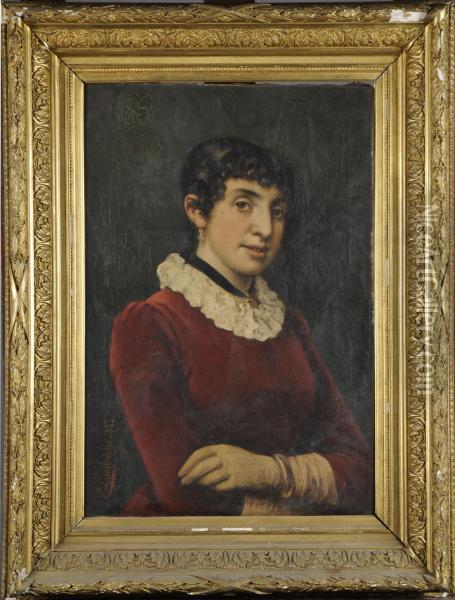 Portrait De Femme Oil Painting - Edmond Lambrichs