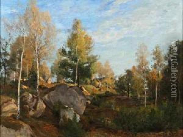 Les Gorges De Franchard Avec Monami Corot Oil Painting - Eugene Antoine Samuel Lavieille