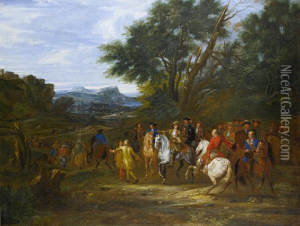 The Prince Conde With The Army Of Louis Xiv On Campaign (taking Of Salins?), 22nd June Oil Painting - Adam Frans van der Meulen