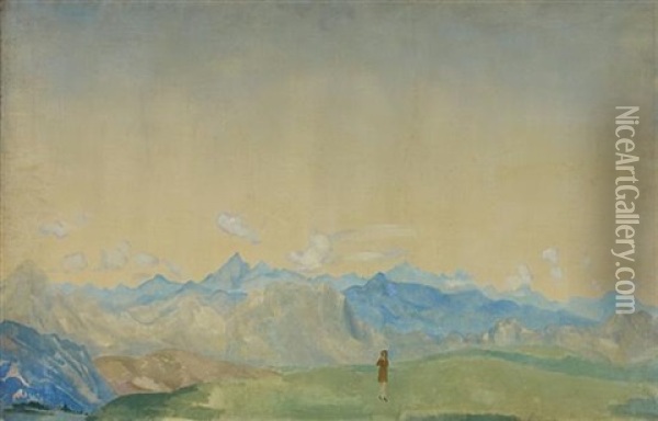 Italian Mountain Landscape Oil Painting - Arthur B. Davies