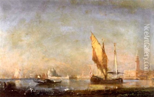 Venetian Harbor Scene Oil Painting - Paul Charles Emmanuel Gallard-Lepinay