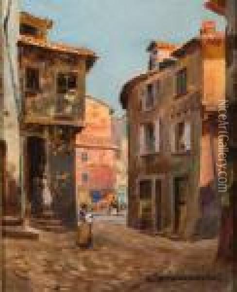 Vieille Rue A Macon Oil Painting - Carlo Brancaccio