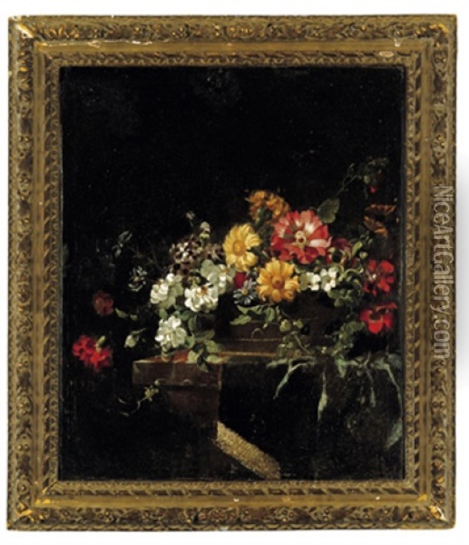 Blumenstraus In Einem Korb Oil Painting - Jean-Michel Picart