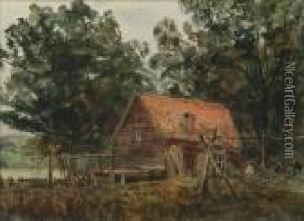 Cottage Oil Painting - Peter de Wint