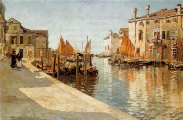 Venetian Canal Oil Painting - Frank Bramley