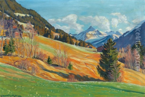 Aprilvorabend Bei Gstaad Oil Painting - Waldemar Theophil Fink