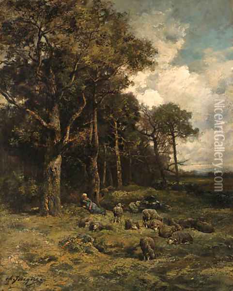 La bergre Oil Painting - Charles Emile Jacque