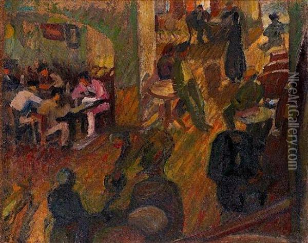 Le Cafe, Sardaigne Oil Painting - Maurice Albert Loutreuil