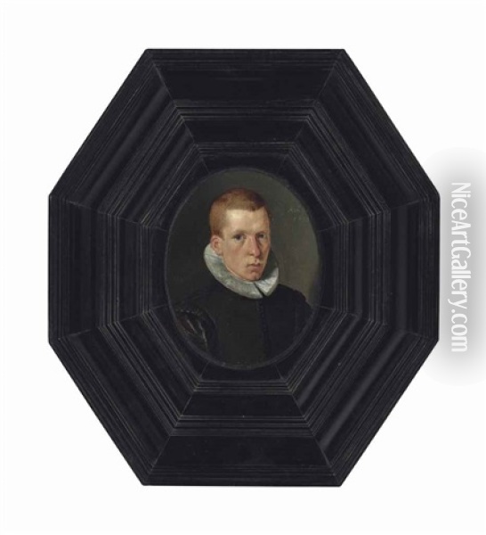 Portrait Of A Gentleman, Bust-length, In A Black Doublet And White Ruff Oil Painting - Jan Tengnagel