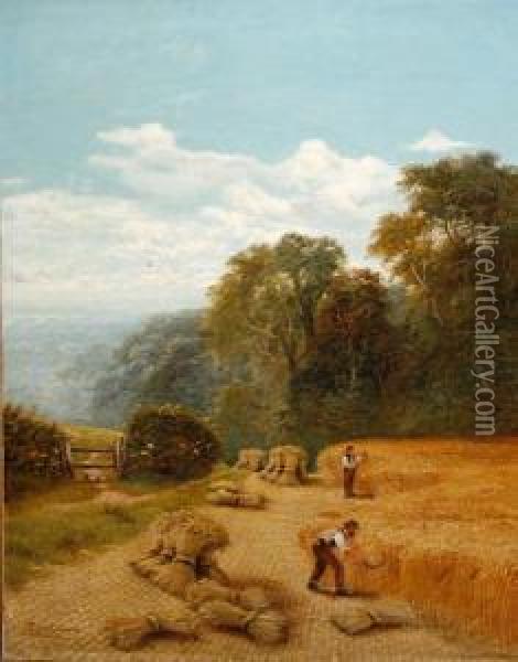 A Cornfield, Godalming, Surrey Oil Painting - Charles Henry Passey