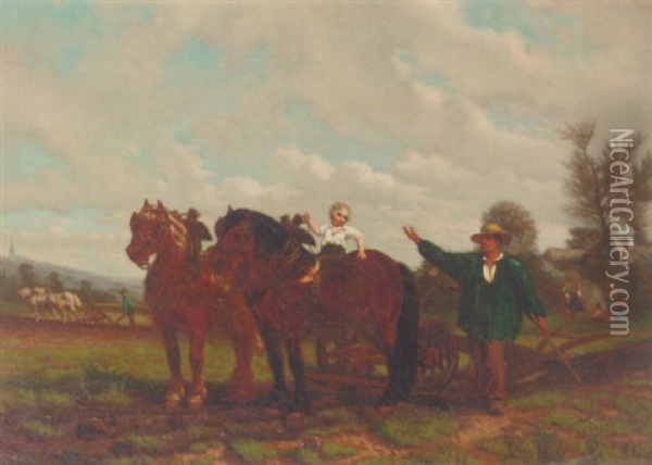 The Ploughteam Oil Painting - Charles Coumont