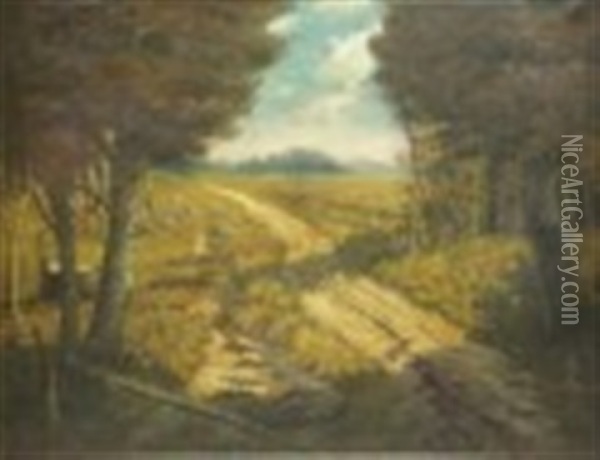 Pastoral Landscape With Path Oil Painting - Adrien Louis Demont
