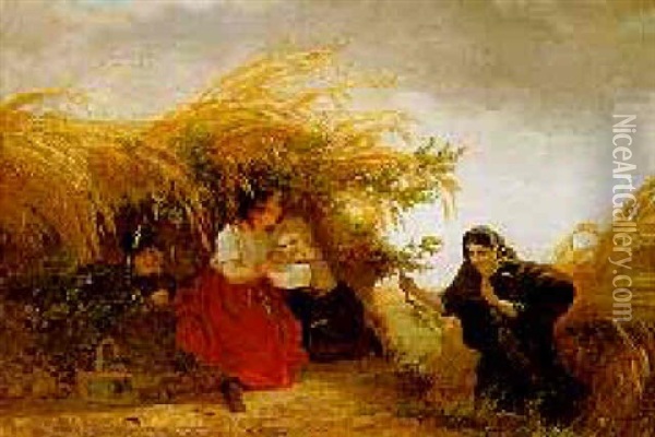 Sheltering In Haystacks Oil Painting - Henri van Seben