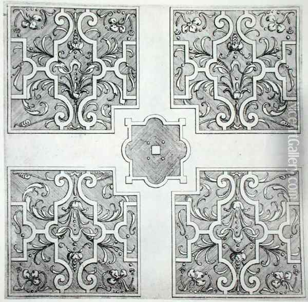 Parterre designs from 'The Gardens of Wilton', published c.1645 Oil Painting - Isaac de Caus